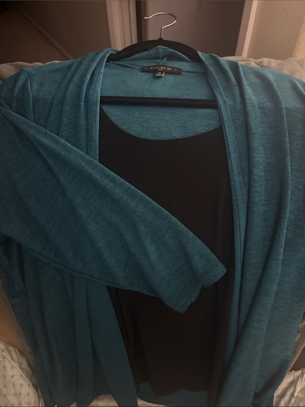 Apt. 9 Teal Open-Front Draped Cardigan